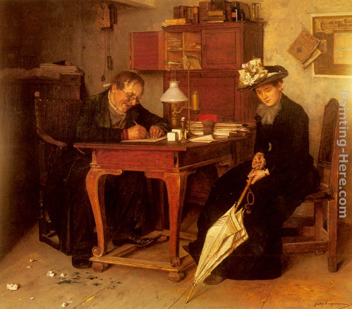 A Business Transaction painting - Isidor Kaufmann A Business Transaction art painting